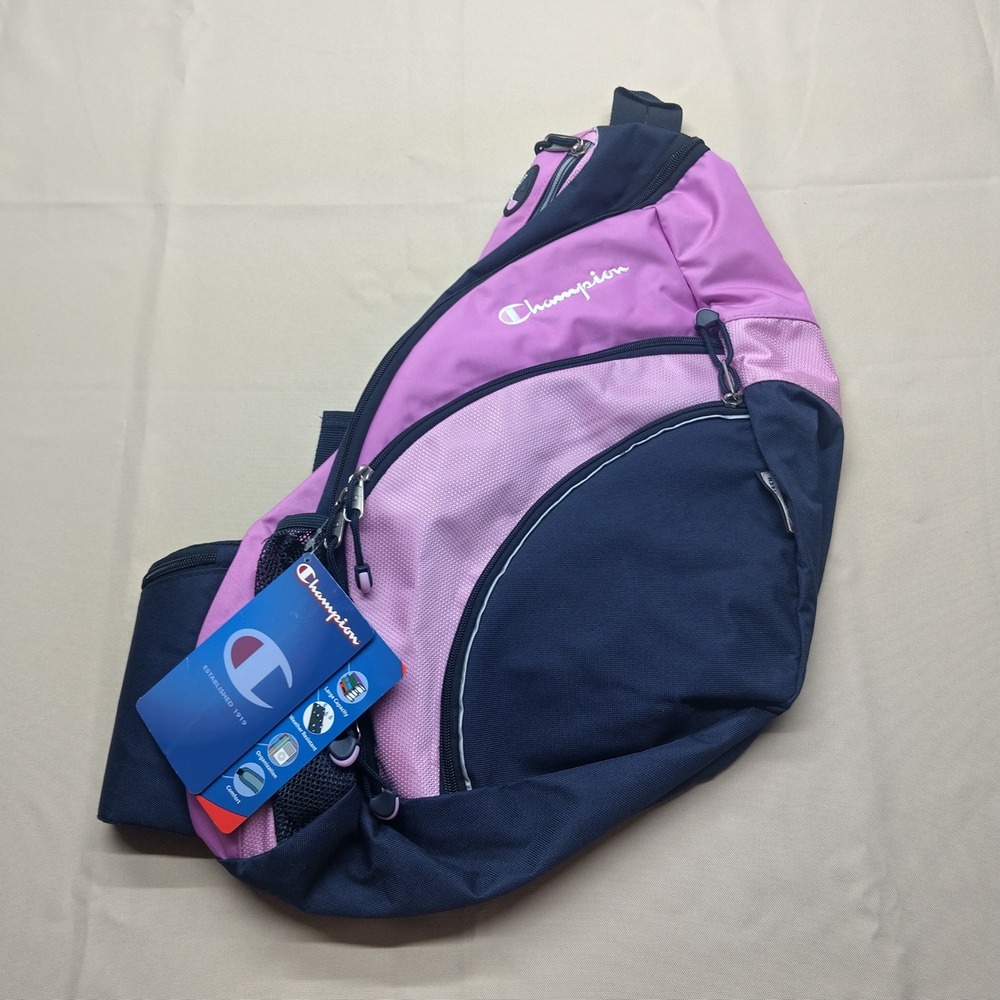 Champion Enlighten Sling Backpack Pink Navy Blue Hydrotech 11228HKV NWT